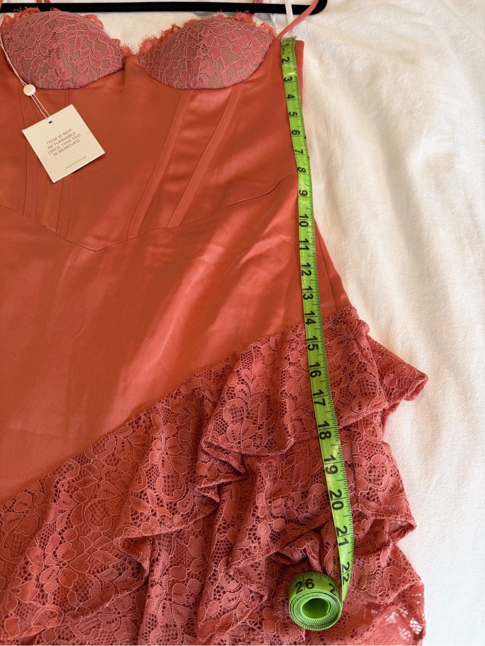Coral High-Low Lace Ruffle Dress - Picture 8 of 11